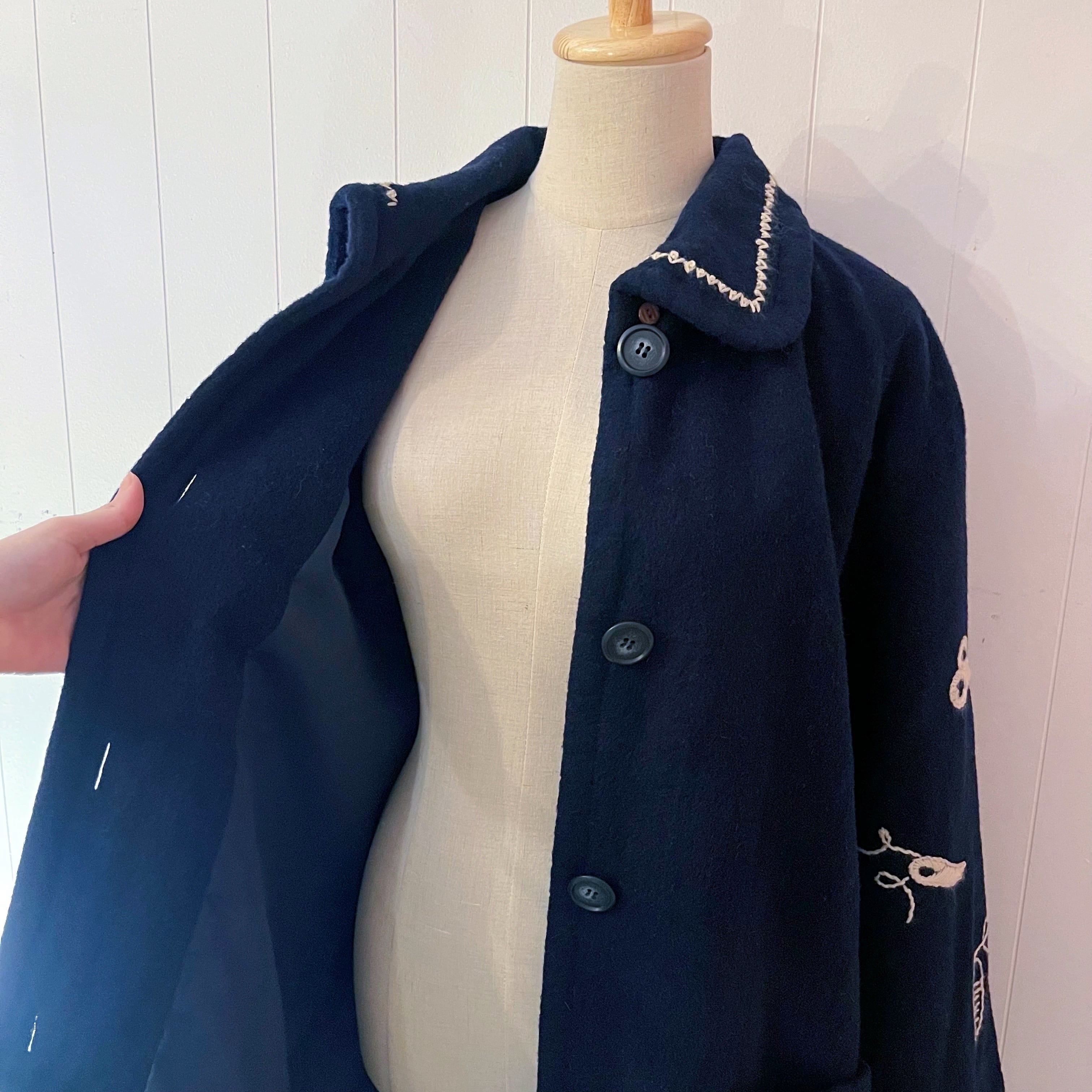 sewing kit embroidery navy coat