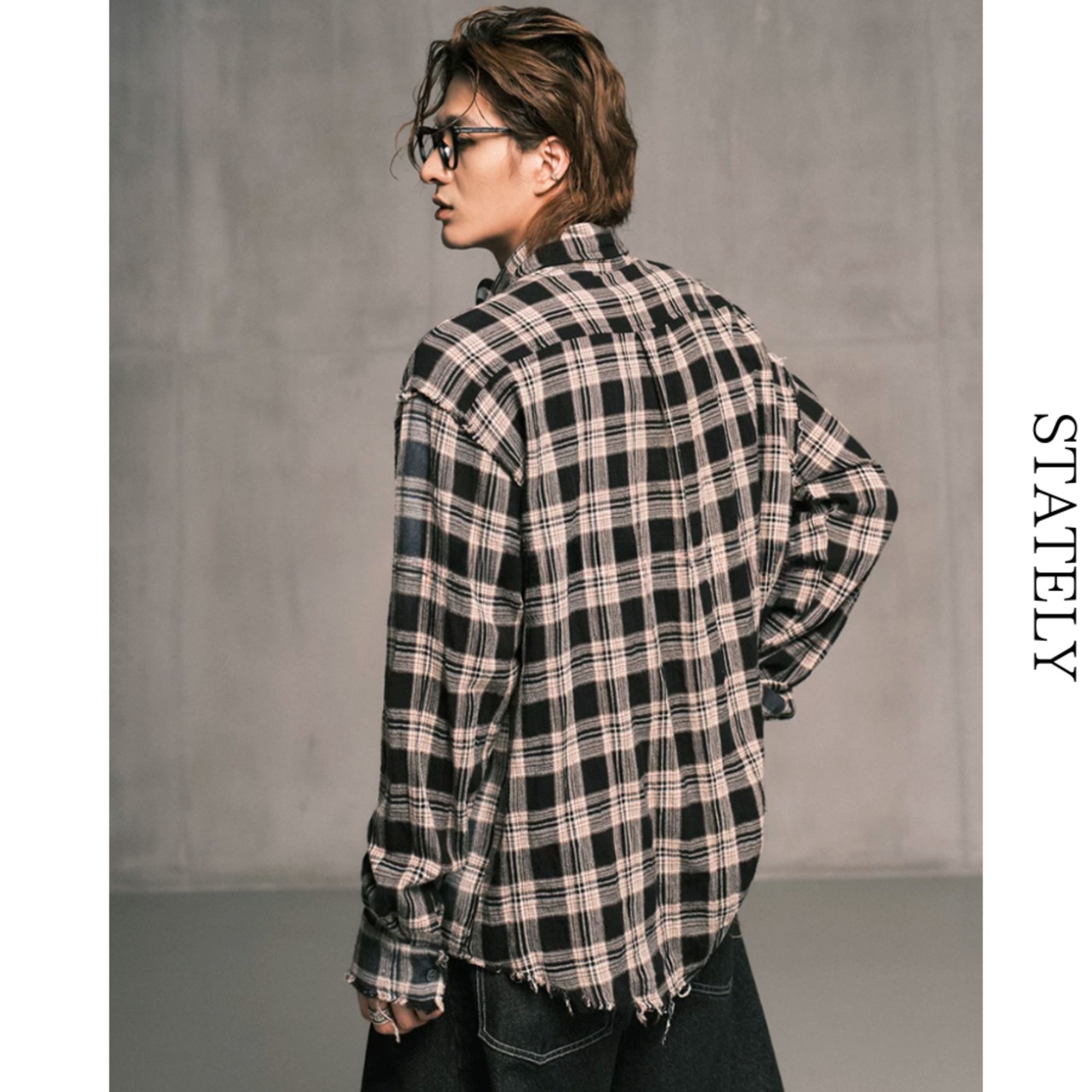 Distressed Check オーバーシャツ/2color_T33・画像2