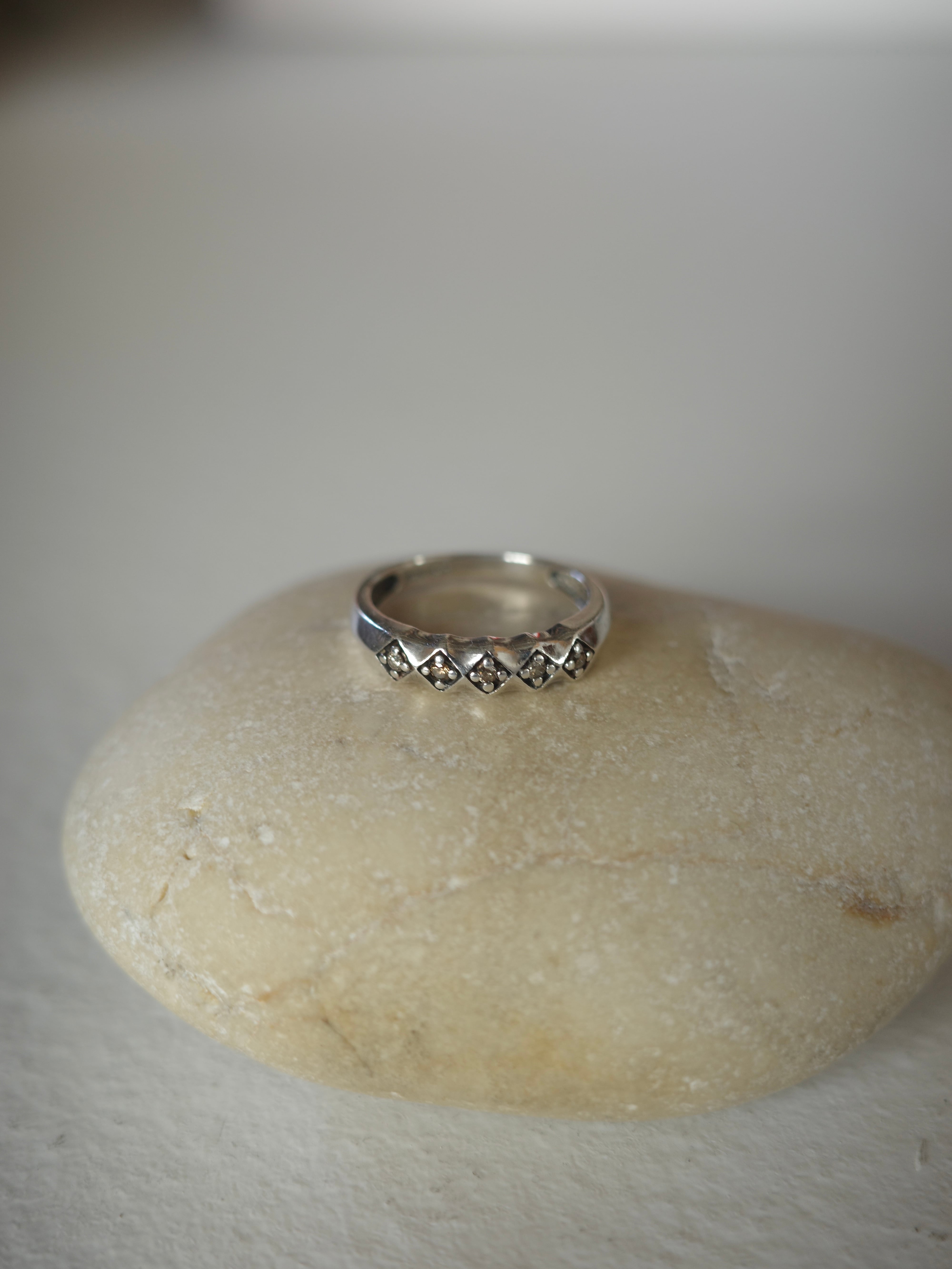 <vintage silver925>diamond line ring