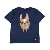 Vivienne Westwood MAN ヴィヴィアンウエストウッド チワワ ビッグ プリント 半袖 Tシャツ サイズ 50 /ネイビー系 メンズ 日本製