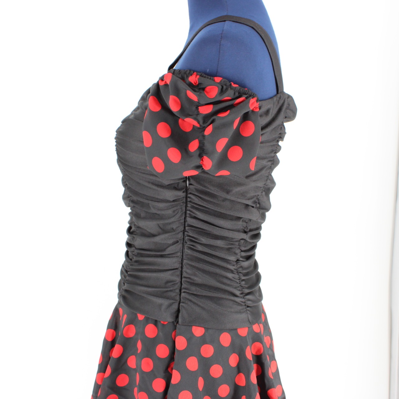 【美品 社交ダンス衣装】ワンピース ドレス prima boutique プリマブティック 赤 黒 レッド ブラック 水玉 ドット かわいい