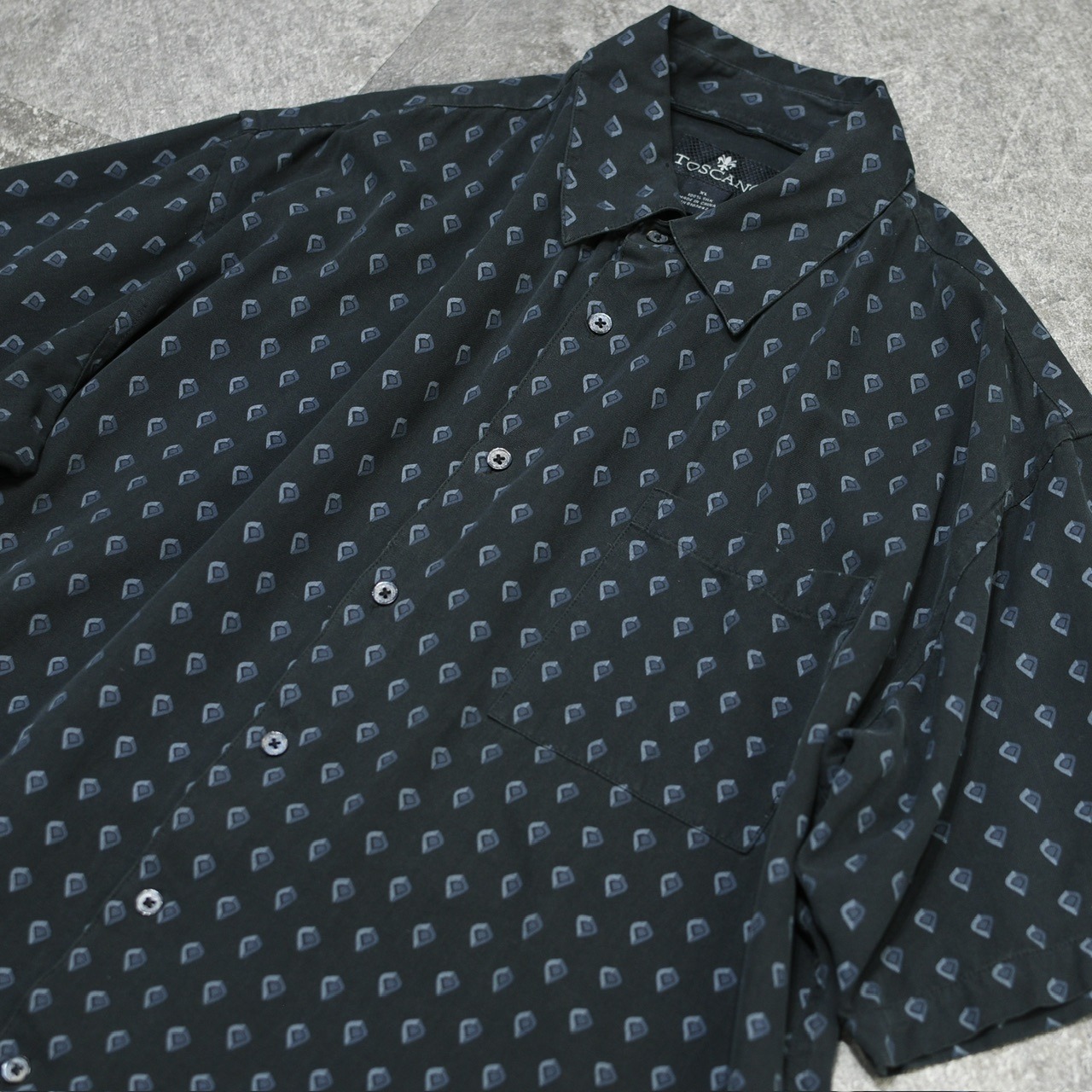 drape silhouette pattern silk shirt
