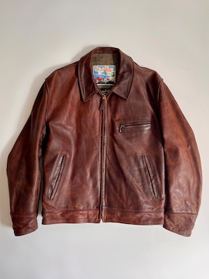 Aero Leather エアロレザー Highwayman ハイウェイマン 馬革 ホースハイド クロムエクセル ジップアップ ライダース ダークブラウン 42 メンズ 英国製 古着 ヴィンテージ