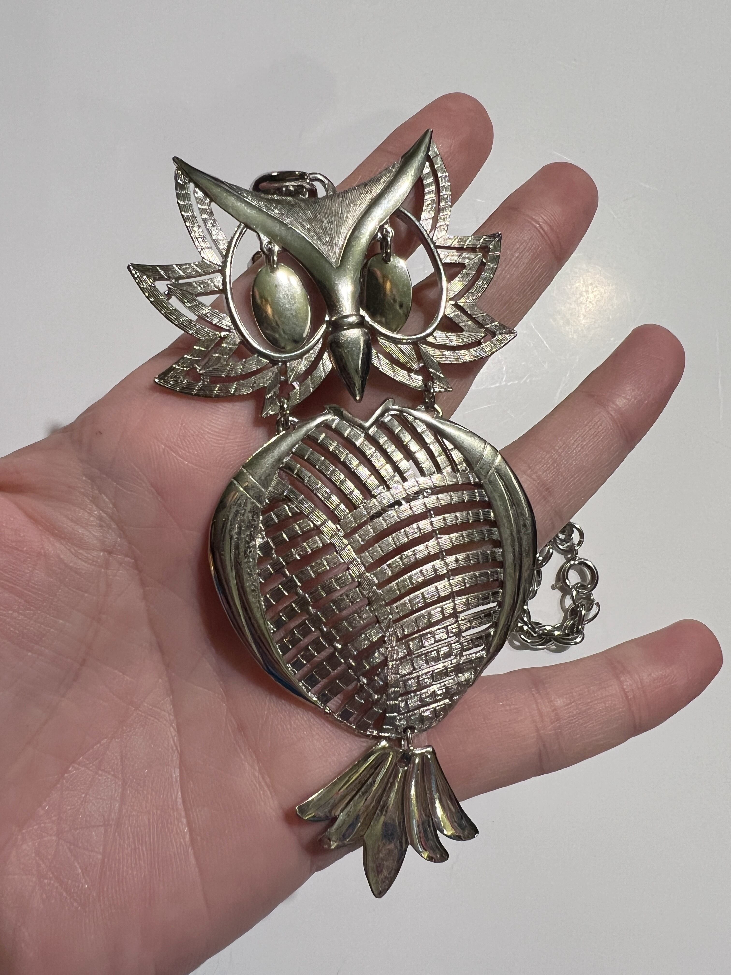 Vintage "ALAN " Owl Motif Pendant Necklace