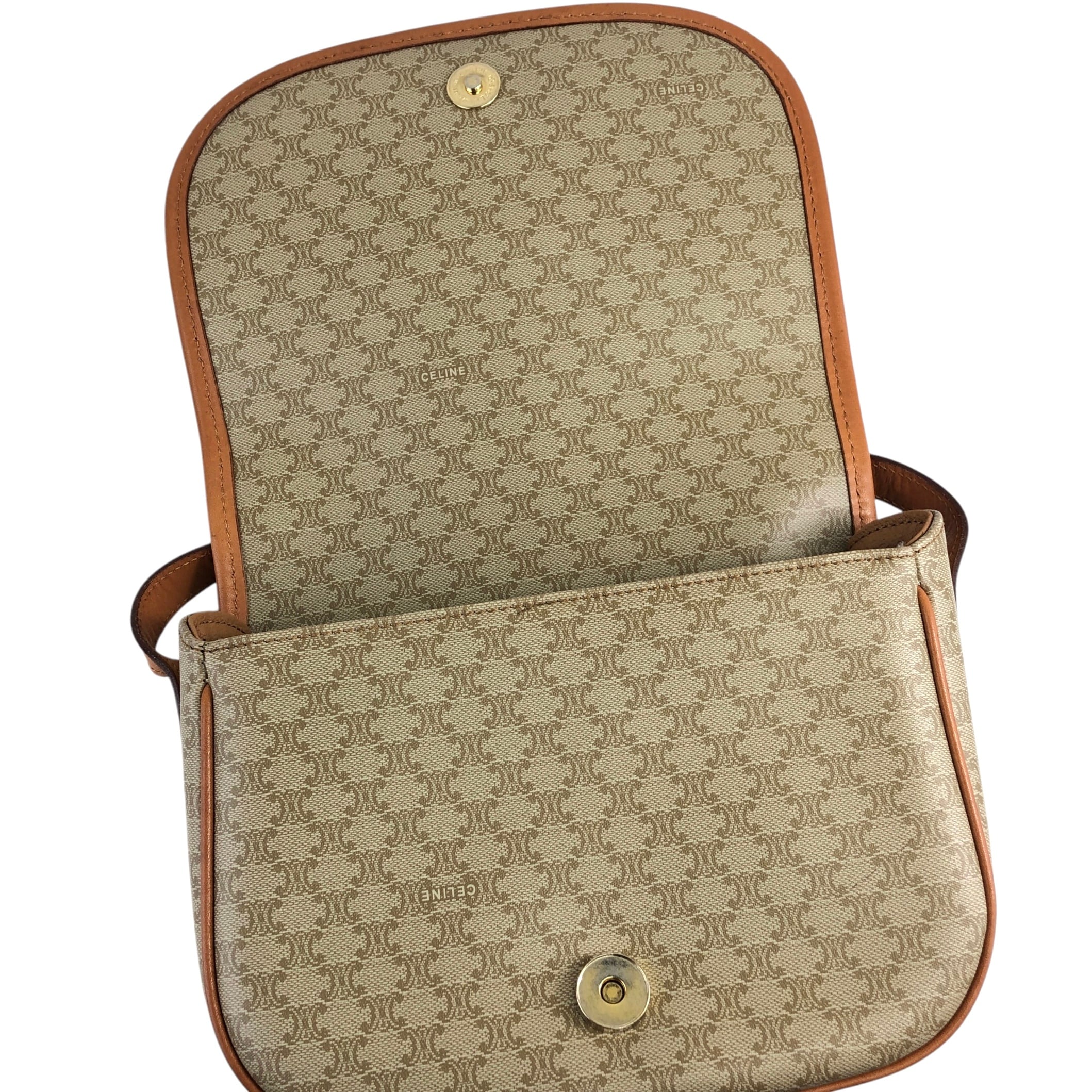 CELINE セリーヌ マカダム ショルダーバッグ ベージュ フロント