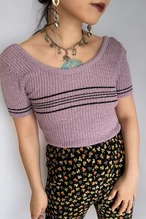 90’s “HELIUM authenticate Paris” Half sleeve knit top Made in U.S.A