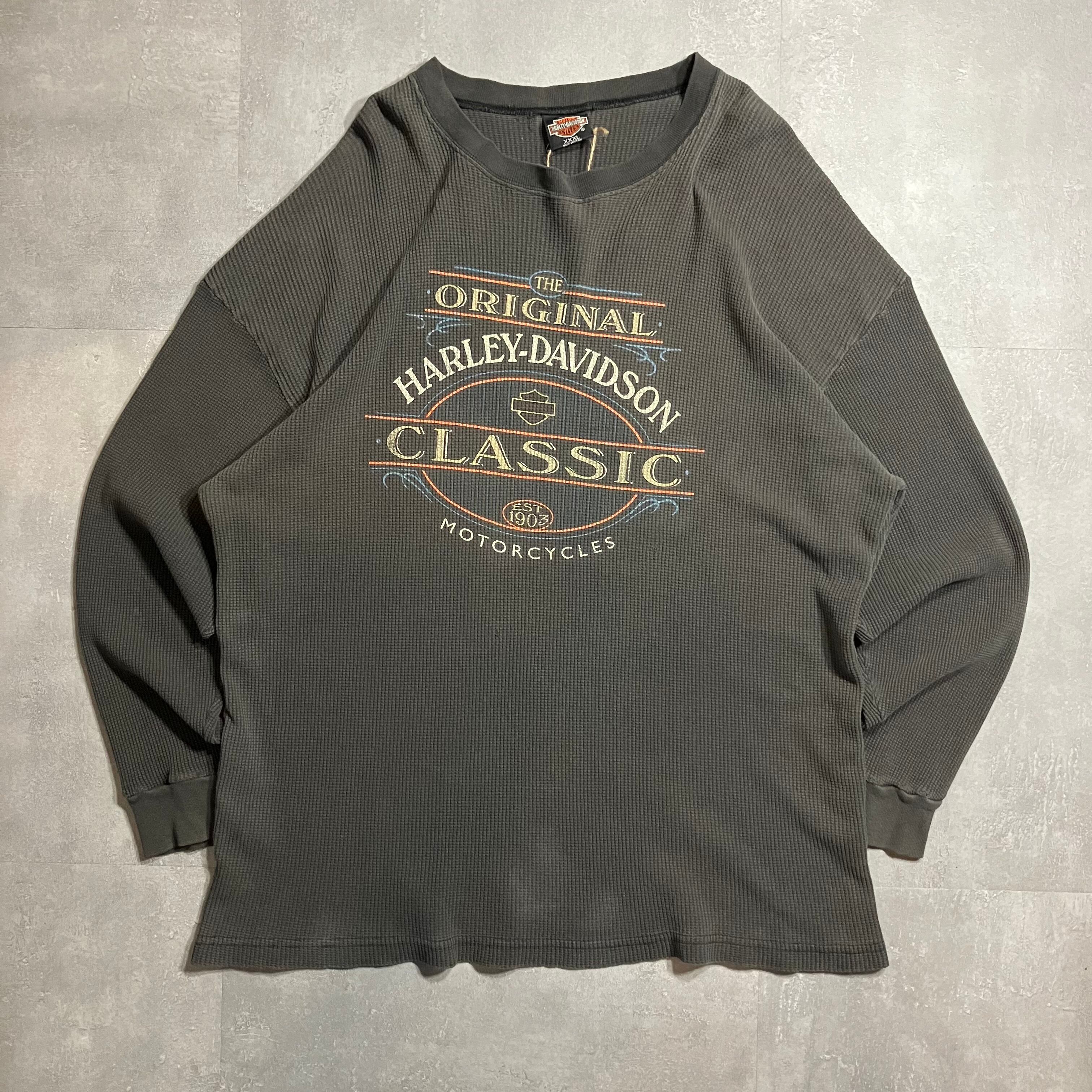《XXXL size》Harley-Davidson ハーレーダビッドソン ロングスリーブTシャツ プリント サーマル No.3650