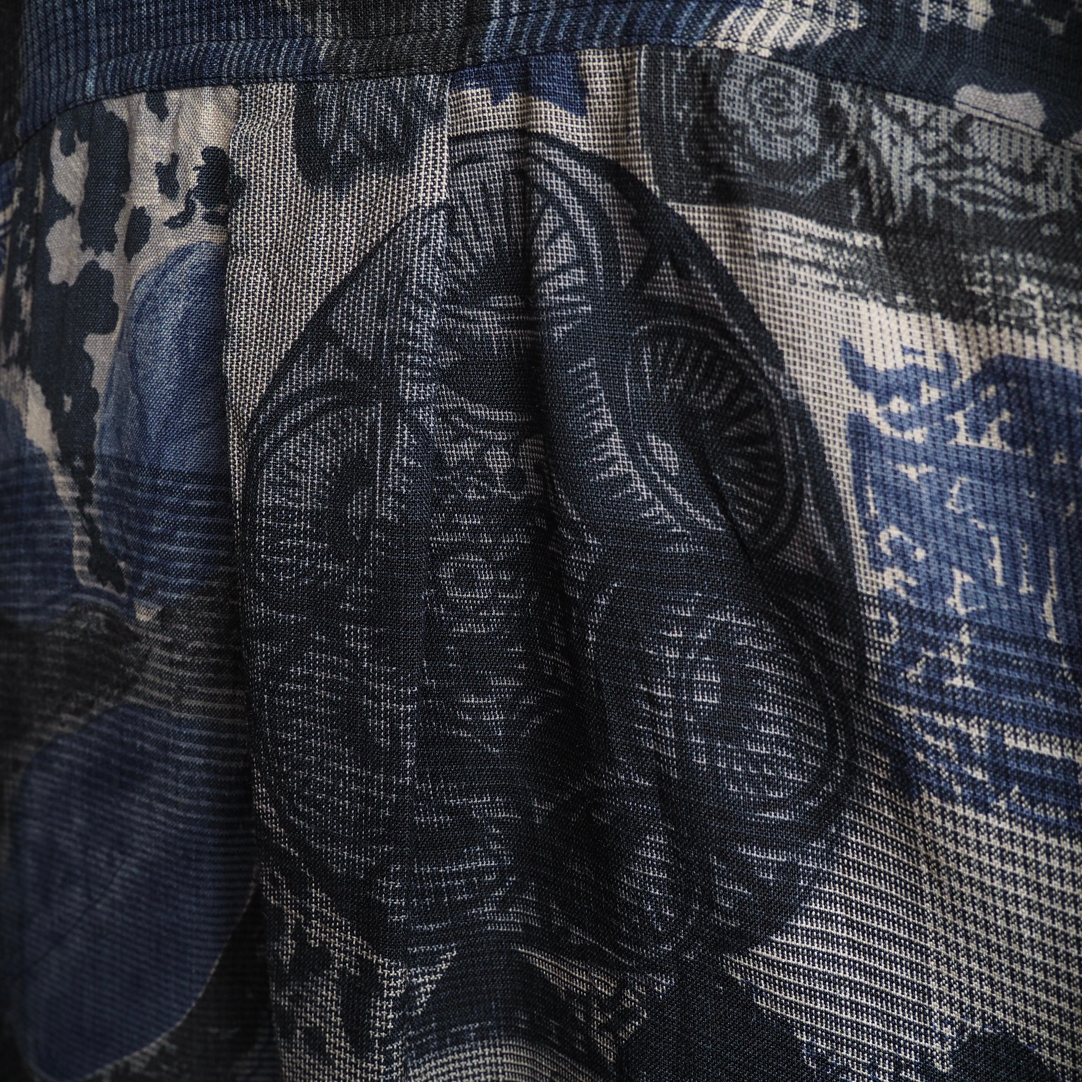 1990s ” Goouch ” contemporary collage art printed vintage loose silhouette silk shirt