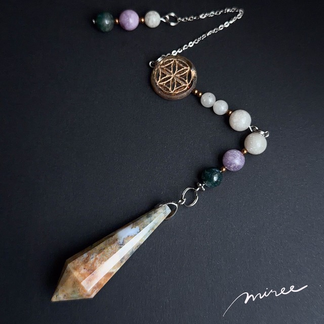 感情を整える、穏やかなペンデュラム【オーシャンジャスパー×モスアゲート】ocean jasper pendulum_129