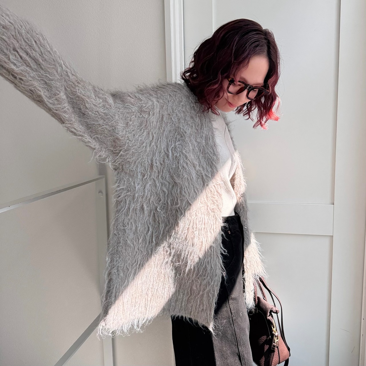 【受注予約：11月上旬入荷予定】シャギーオーバーニットCD/mixベージュ