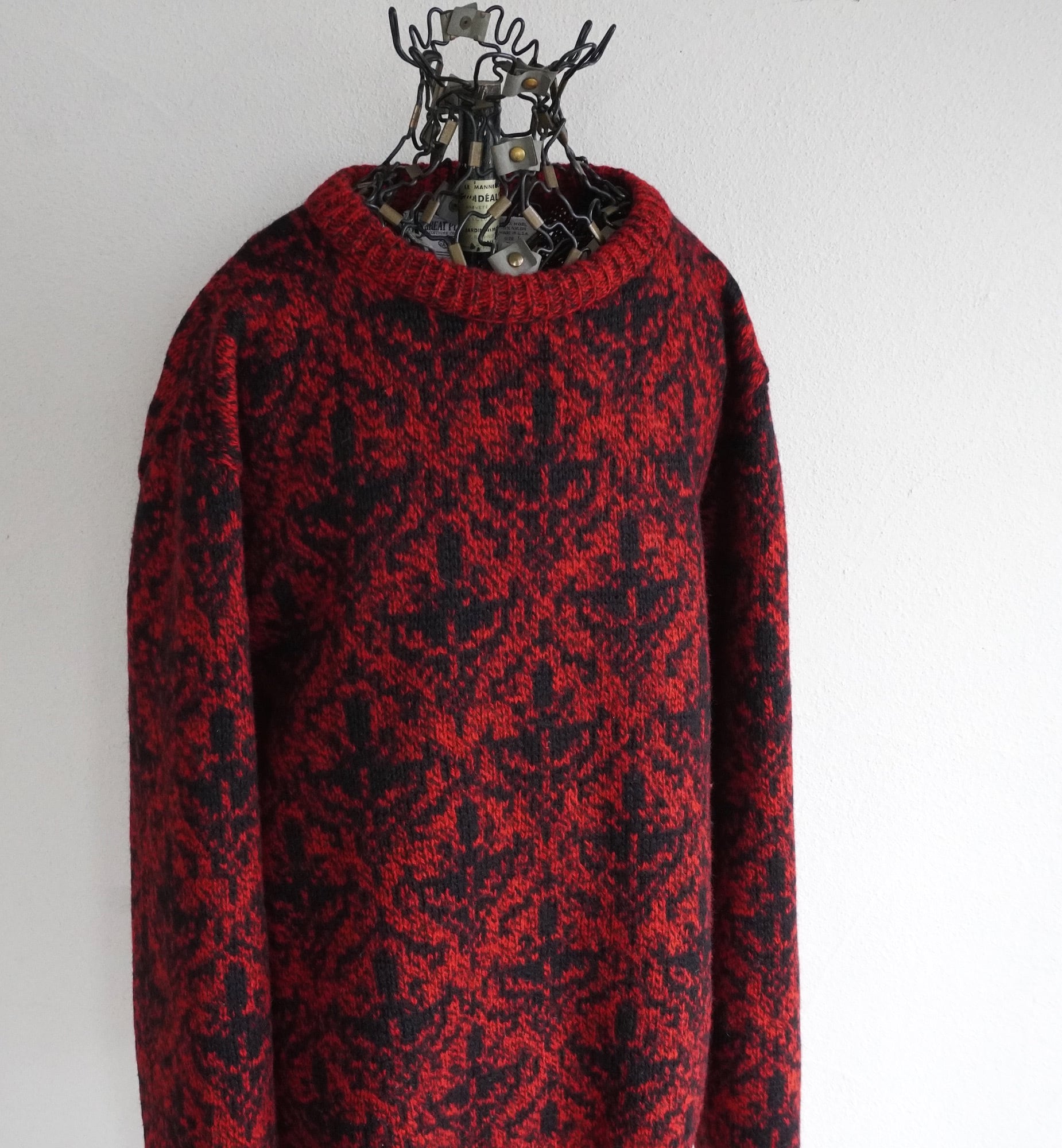 1990's ENGLAND製 [LANDS' END] ケーブル&ハニカム アランニット