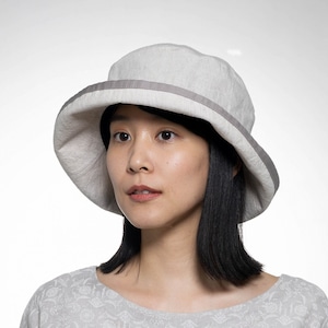 【2026年春夏】配色リネンセーラー|オフホワイト/ベージュ/ネイビー Two-Tone Linen Sailor Hat – Short Brim