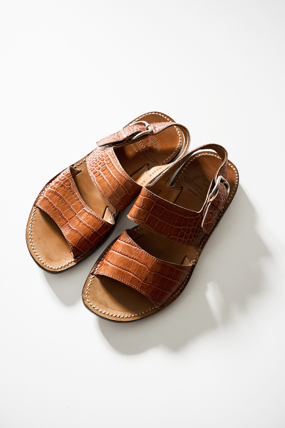 イタリア製】 Silvano Mazza LEATHER STRAP SANDALS BROWN FAUX 