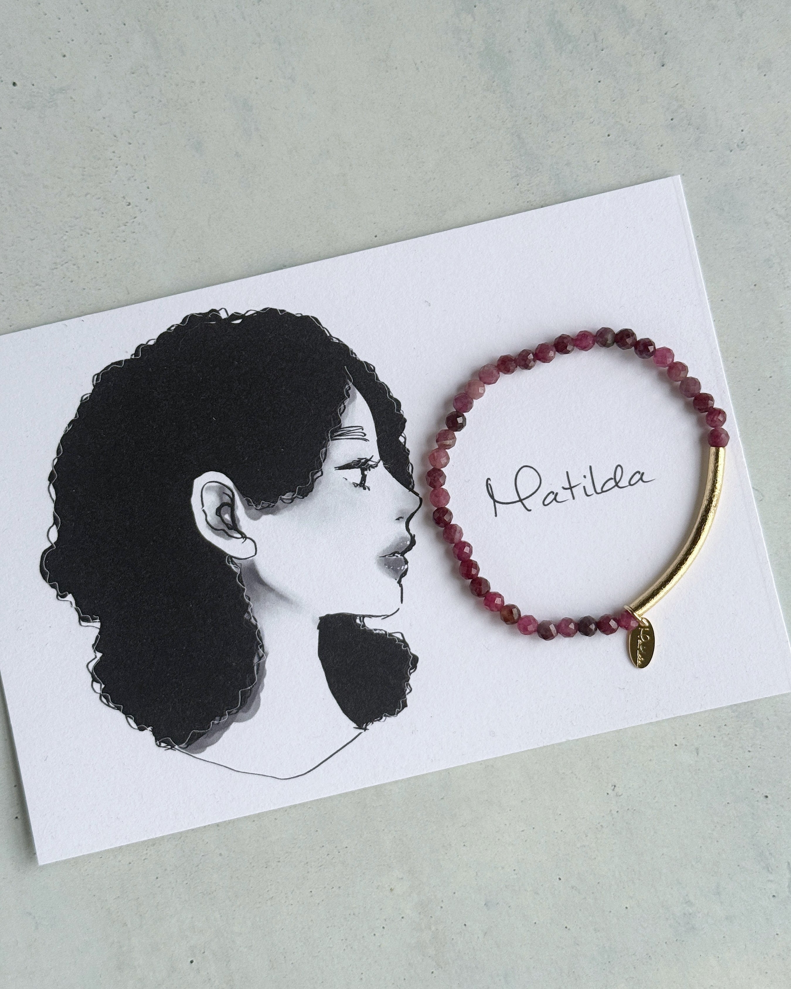 【再販】Tube & stone bracelet(ピンクトルマリン)