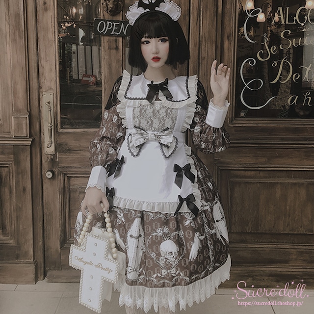 [2color] Dark maid  apron