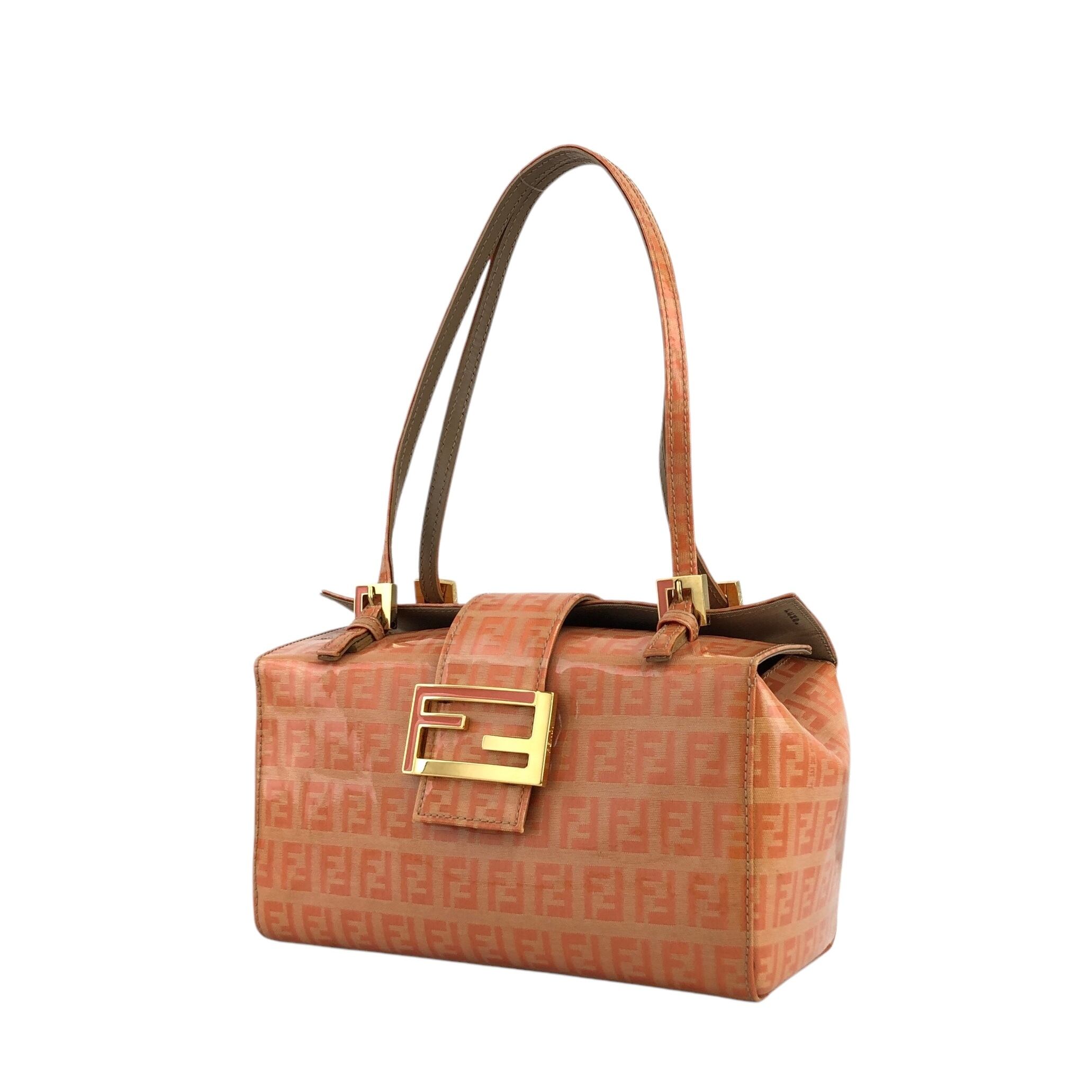 美品 FENDI フェンディ ズッカ柄 ズッキーノ ハンドバッグ ブラウン FENDI ズッカズッキーノハンドバッグトートバッグエナメルレザー