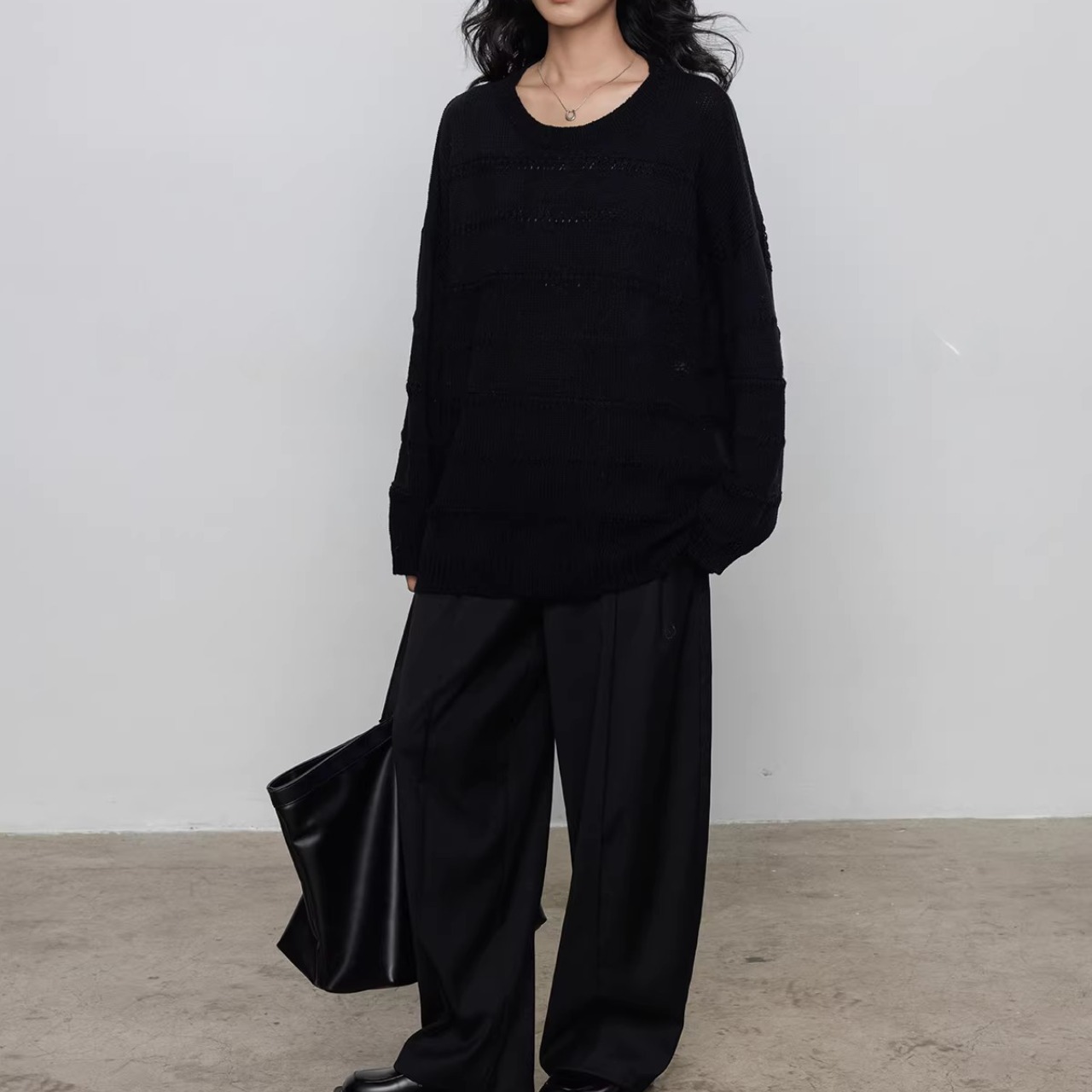 ボーダー 長袖 ドロップショルダー ニット 00116・画像9