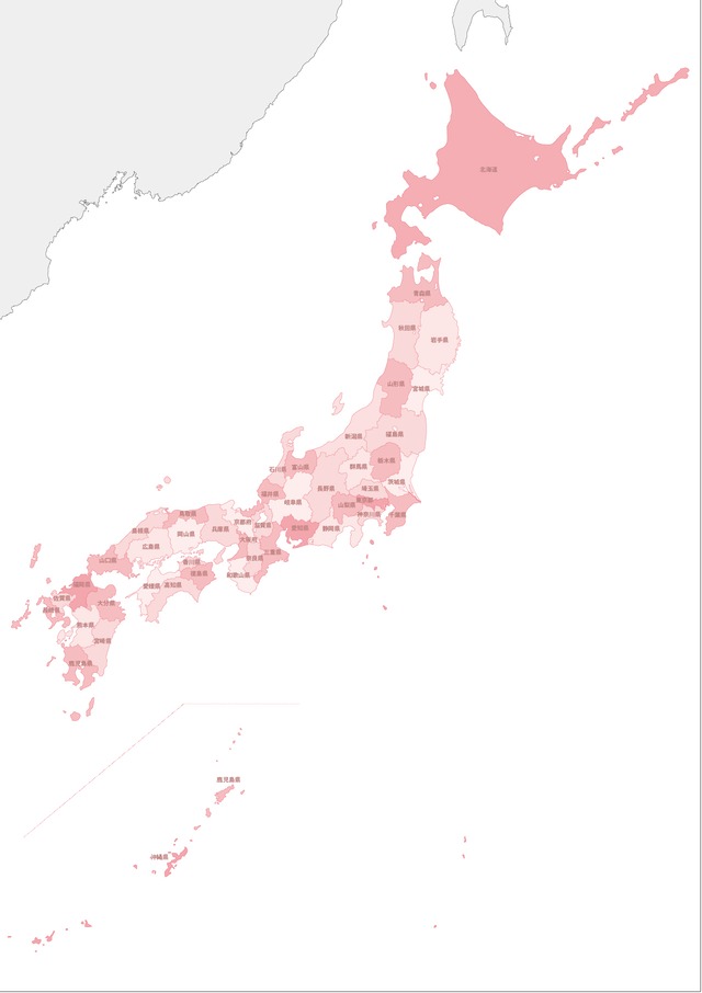 日本地図 色分け地図 Aiベクター 地図素材ならmap Data Store 地図データ 白地図の販売