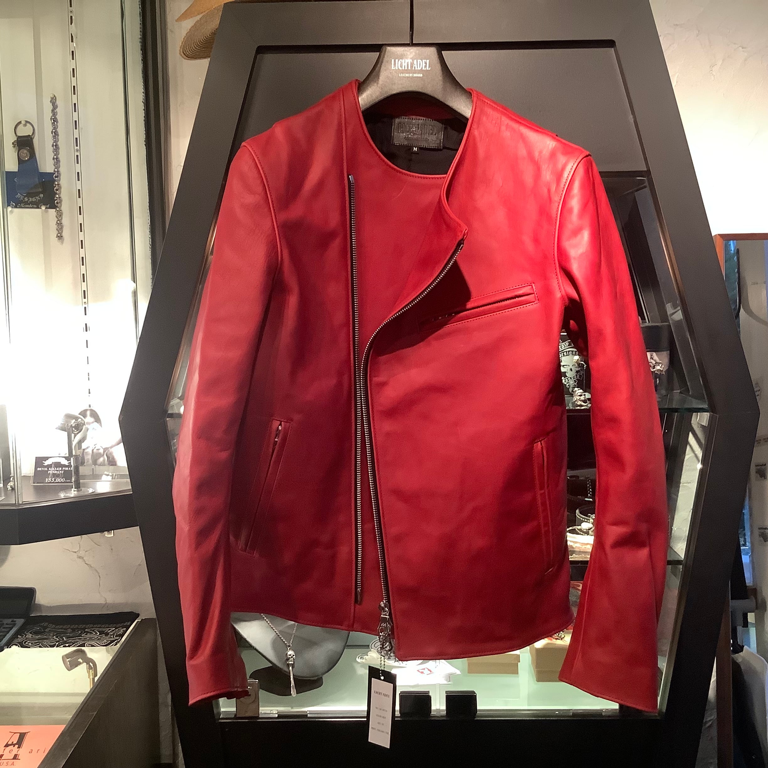 Licht Adel LW-JKT02 Collarless Double Jacket Red leather riders