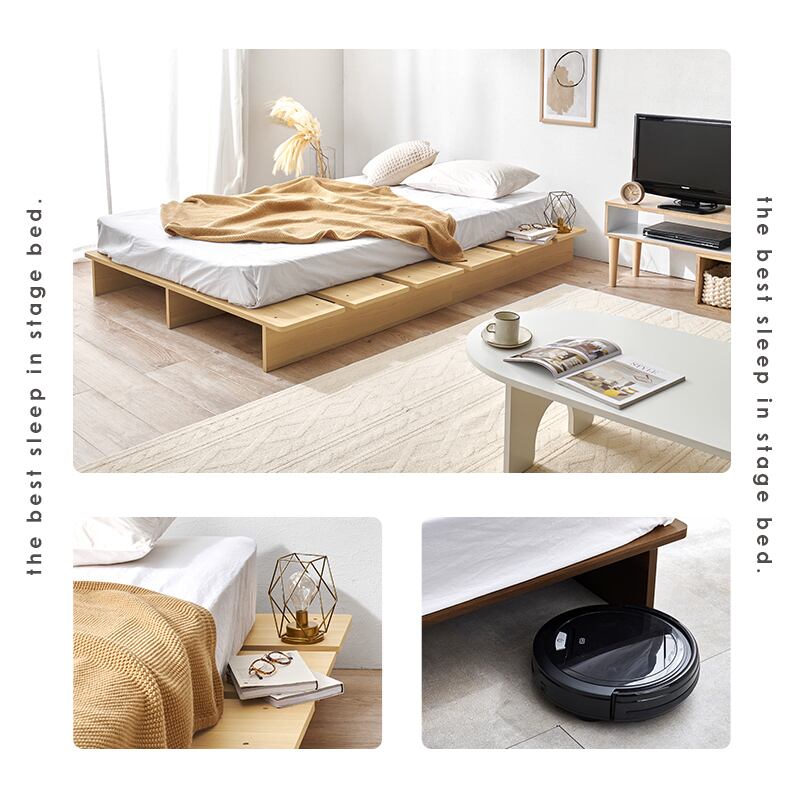 【組立式】耐荷重350kg セミダブルベッド ステージベッド  ボンネルコイルマットレスセット 2色展開 一人暮らし ワンルーム 幅140cm