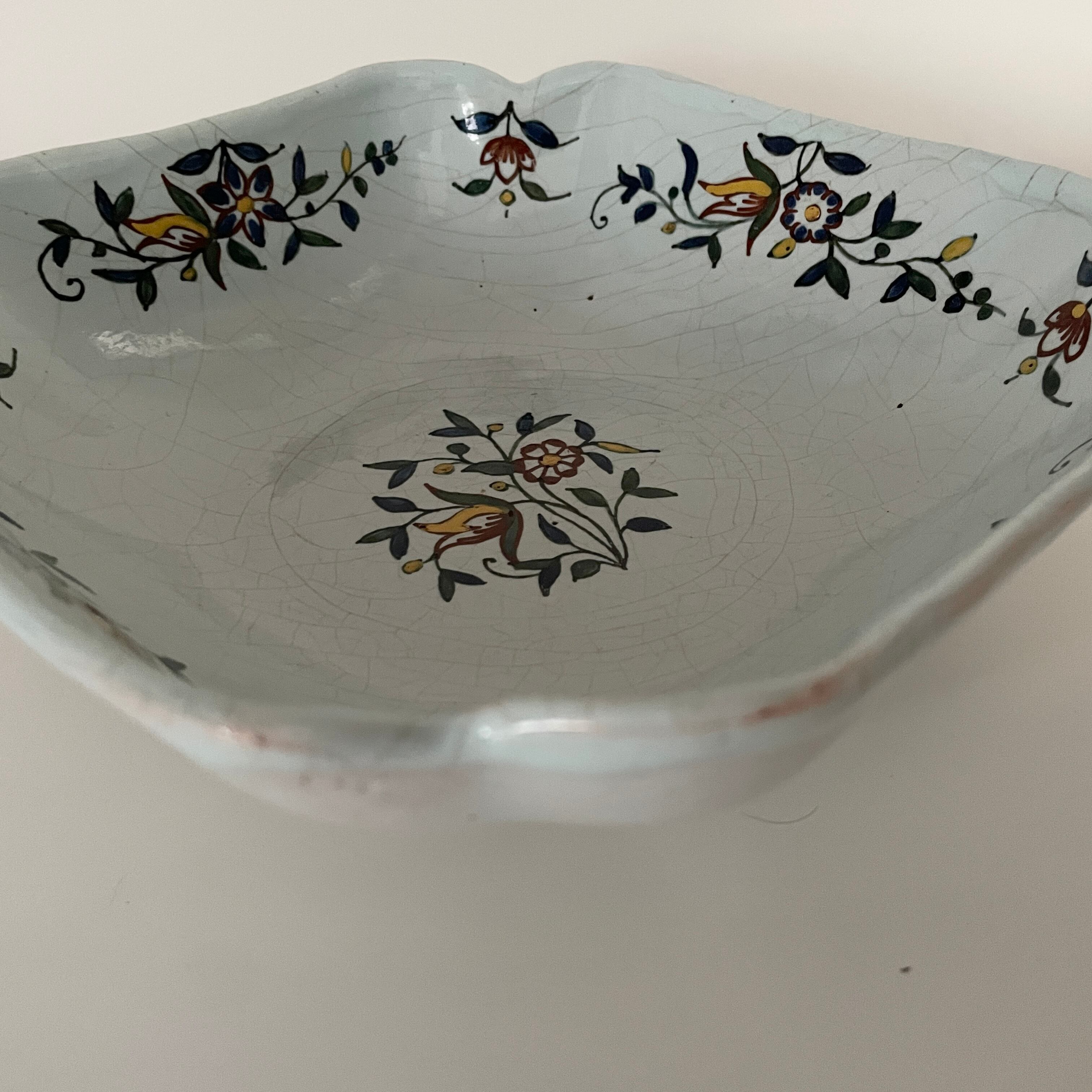 Polychrome Flower Painted Bowl /ファイアンス焼きの花柄ボウル