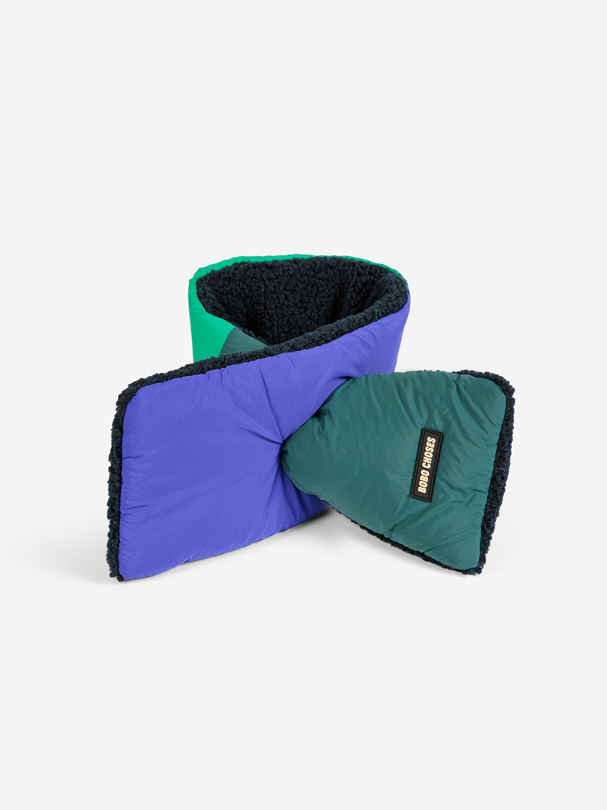 【26AW】BOBOCHOSES(ボボショーズ)Color Block sheepskin neck warmer blue(onesize)マフラー ネックウォーマー