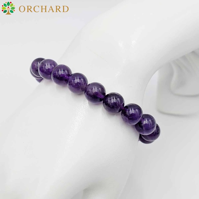 天然石 ラバー製 サイズフリー アメジスト ブレスレット 内径17cm メンズ レディース 心の平穏と直感力