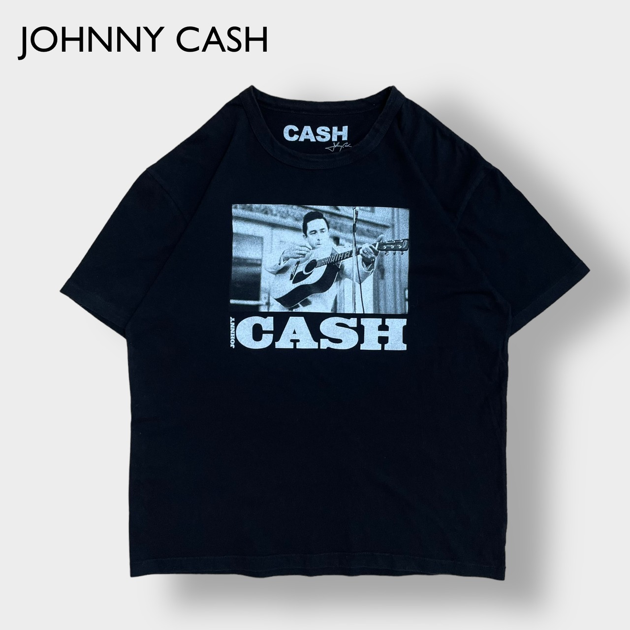 【JOHNNY CASH】ジョニー・キャッシュ フォトプリント 音楽 ミュージシャン オフィシャル Tシャツ M US古着