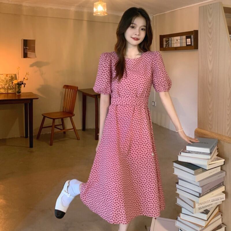 ドレス 薄手サマーフローラルウェストスリーブ 夏物 花柄 YY-ファッション80514858497