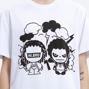 SALE【HIPANDA ハイパンダ】メンズ BROプリント Tシャツ MEN'S BRO PRINT SHORT SLEEVED T-SHIRT / WHITE・BLACK