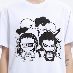 SALE 送料無料 【HIPANDA ハイパンダ】メンズ BROプリント Tシャツ MEN'S BRO PRINT SHORT SLEEVED T-SHIRT / WHITE・BLACK