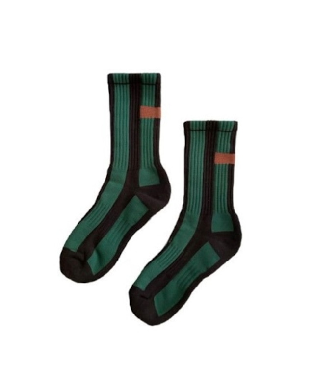 【FAKUI】STRIPE LINE SPORTS SOCKS GREEN×BLACK