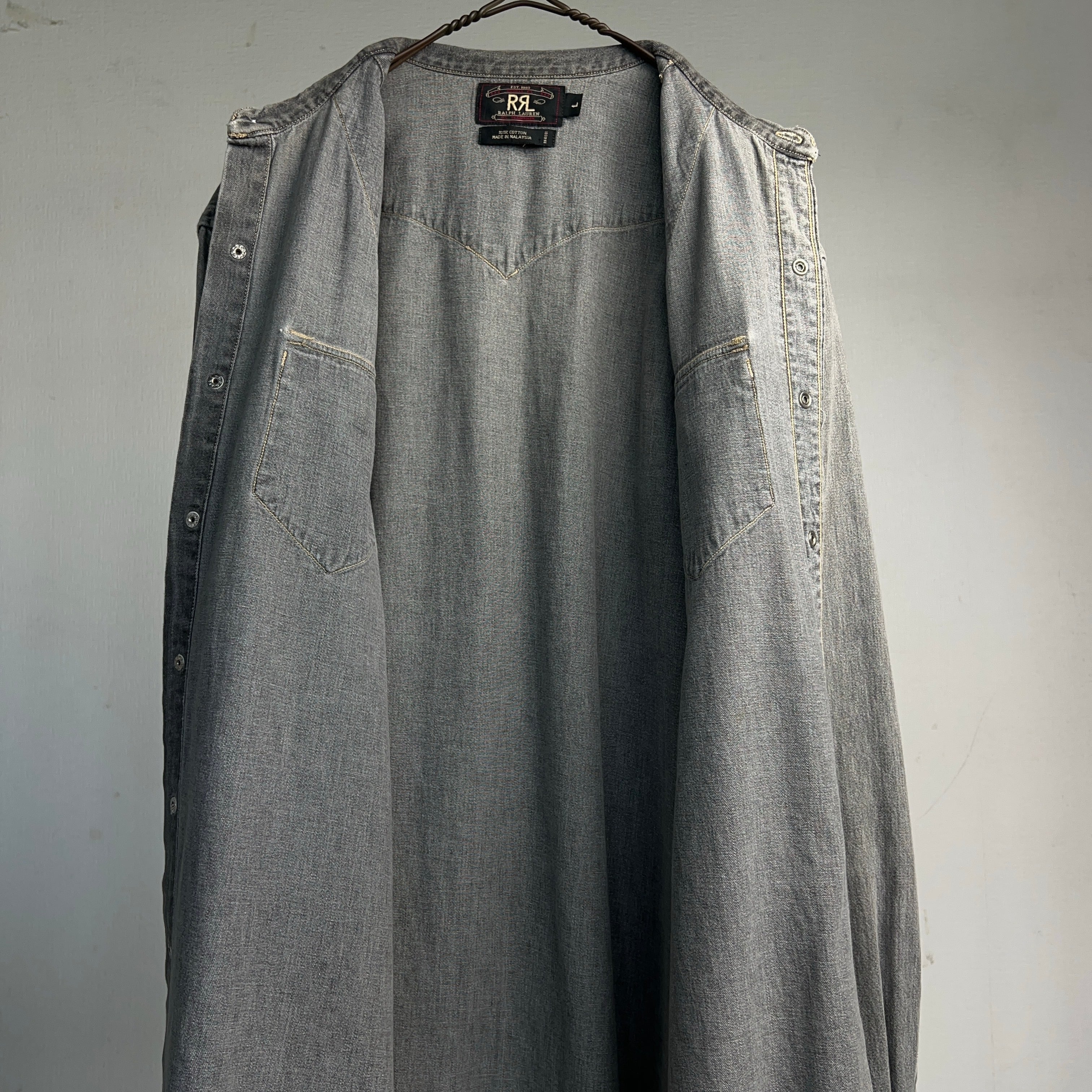 90's RRL by Ralph Lauren Black Denim Western Shirt 90年代 ダブル