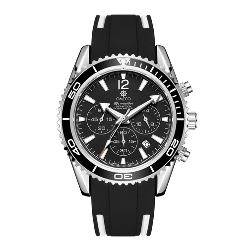 【OMECO】CHRONOGRAPH WATCH SUI-MASTER BLACKメンズ腕時計 男性用時計 日本製ムーブメント