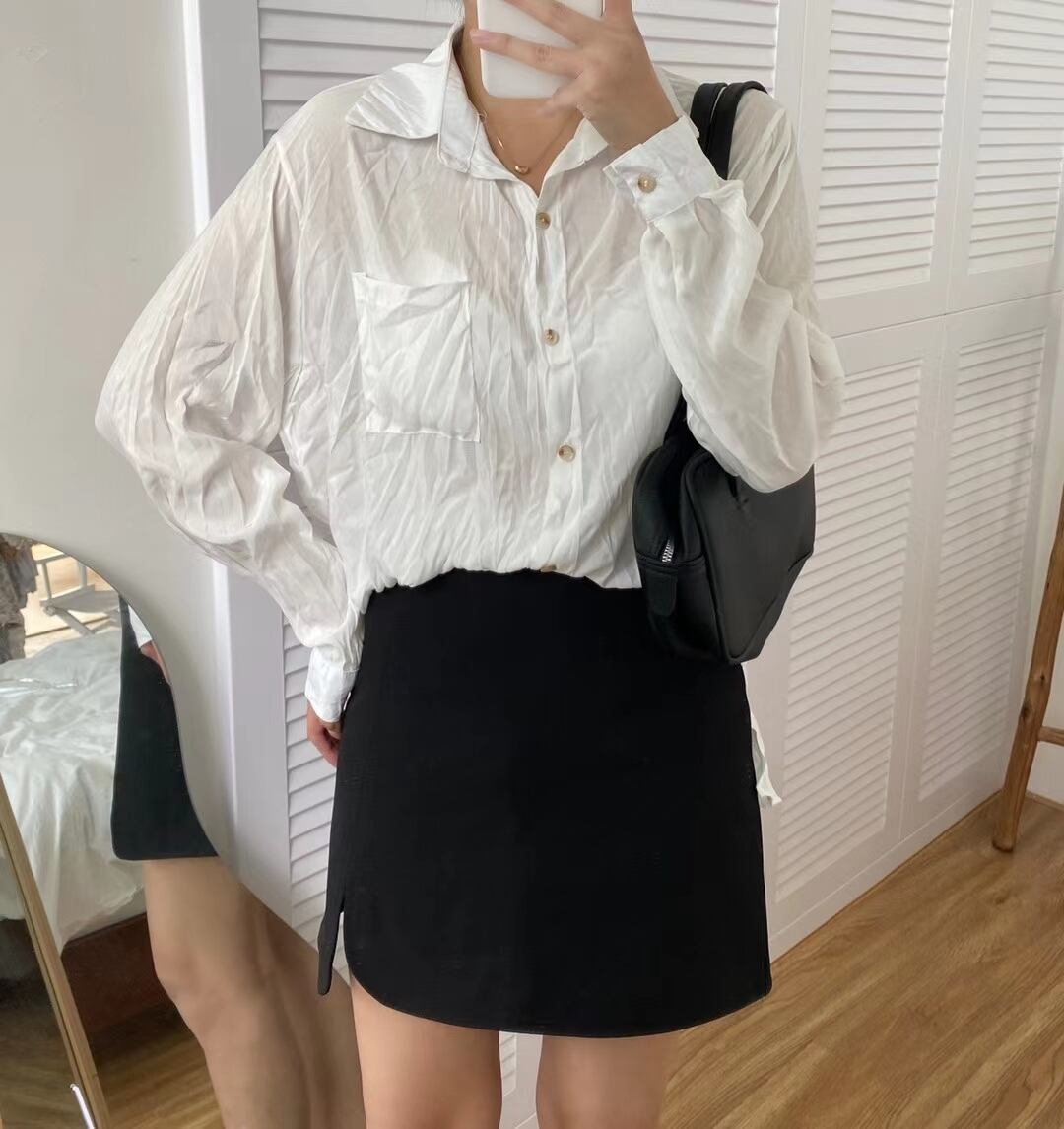 シワ加工　とろみシャツ　AJ2205-609