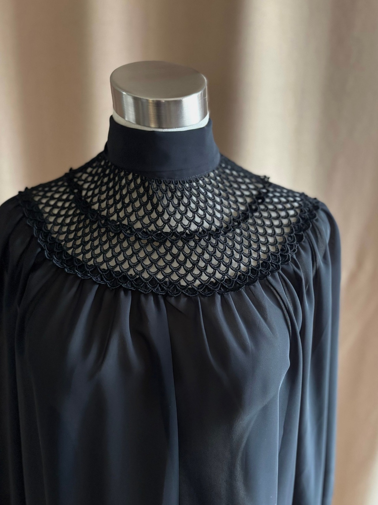 ECHO SOIRDE black sheer shirt-5023-10