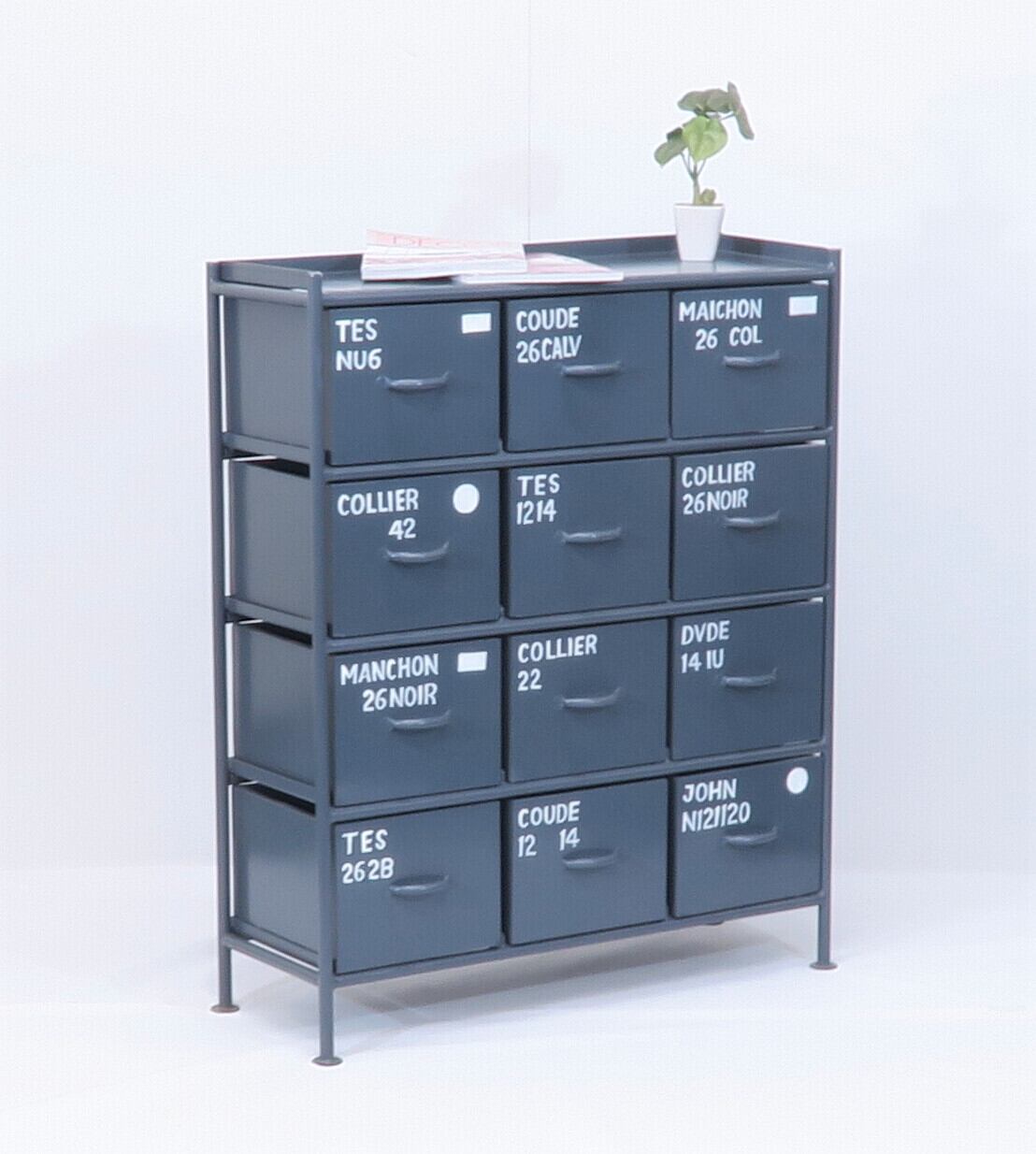 VERTICAL 12 DRAWERS CHEST - GRAY / 縦型 アイアンチェスト 12杯 
