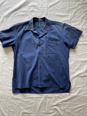 French vintage Blue cotton short sleeves shirts