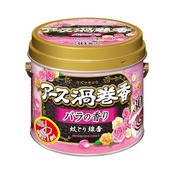 アース渦巻香 蚊取り線香 バラの香り アロマ 30巻缶入 線香立て付き 蚊 駆除 忌避 長時間 屋内 屋外 蚊よけ 蚊とり 侵入 対策