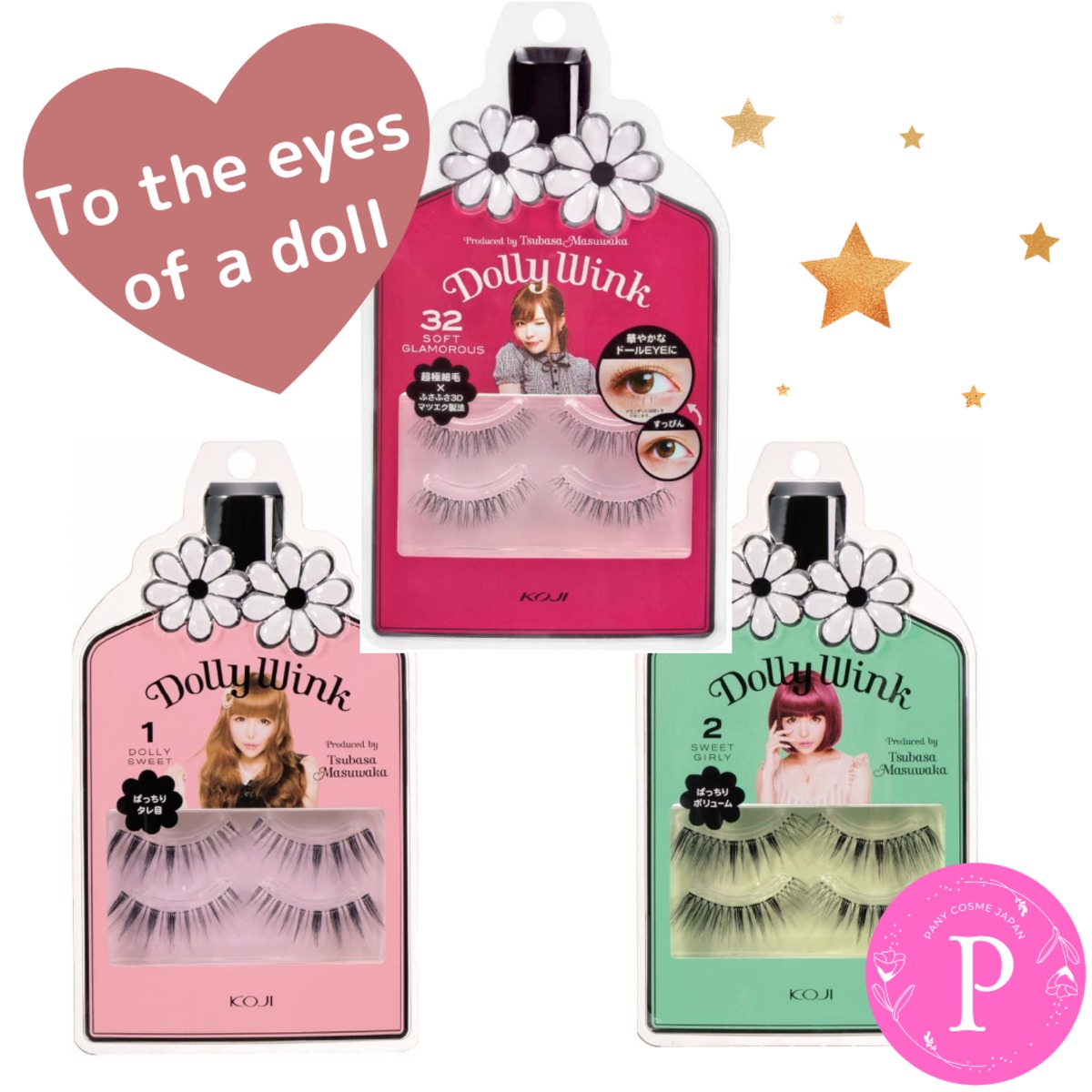 1-Pair Dolluxe False Fake Eyelashes Dolly Doll Look Eye Lashes Wink*FREE  GLUE #1