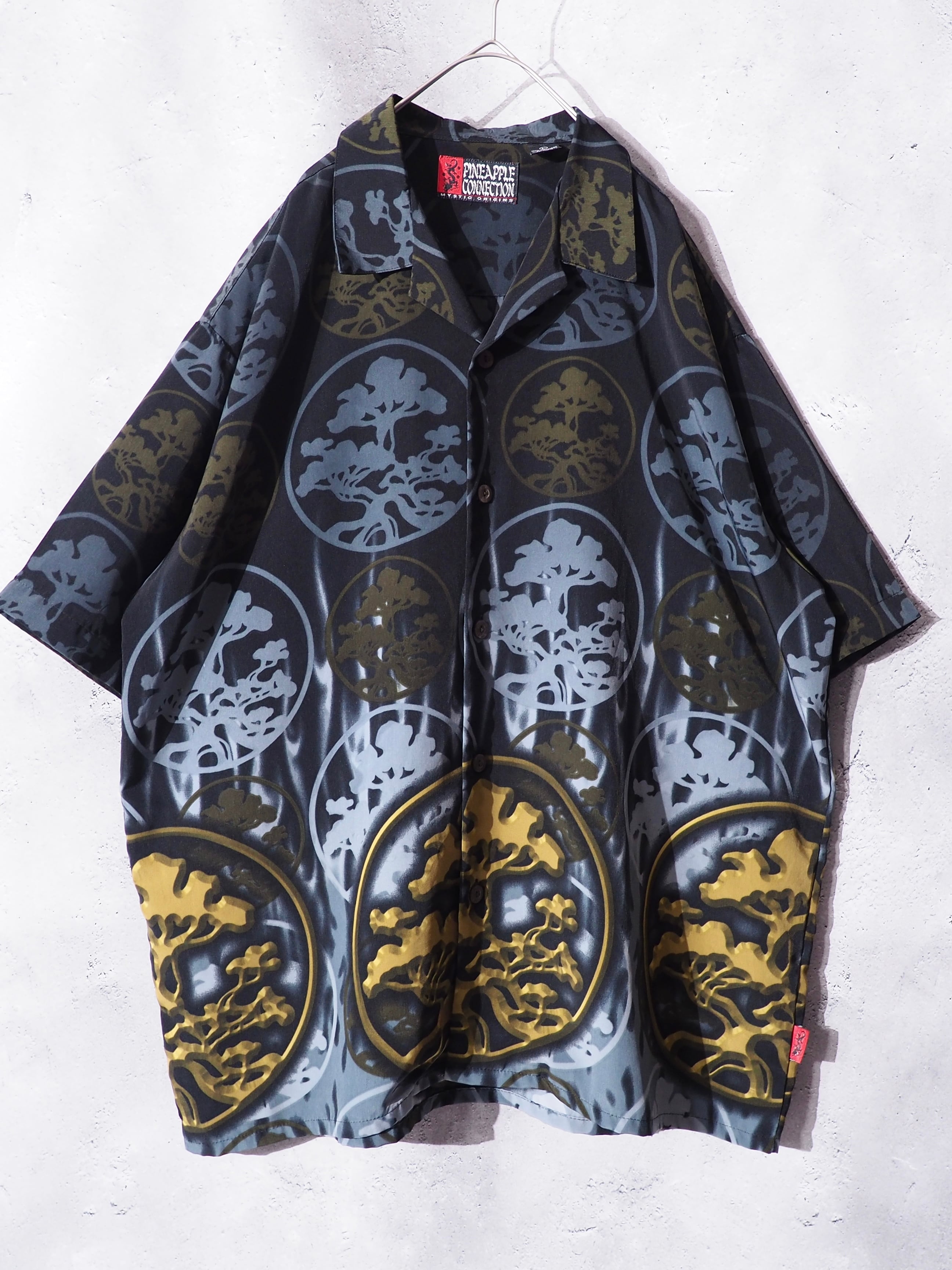 ” 五葉松 ” Japanese art pattern printed open collar shirt