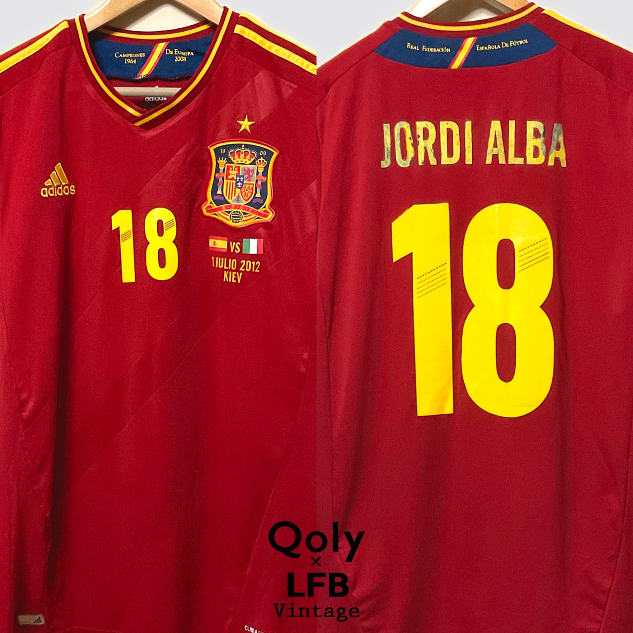 訳あり]スペイン代表 2012 adidas ホーム半袖 EURO2012決勝マッチデイ