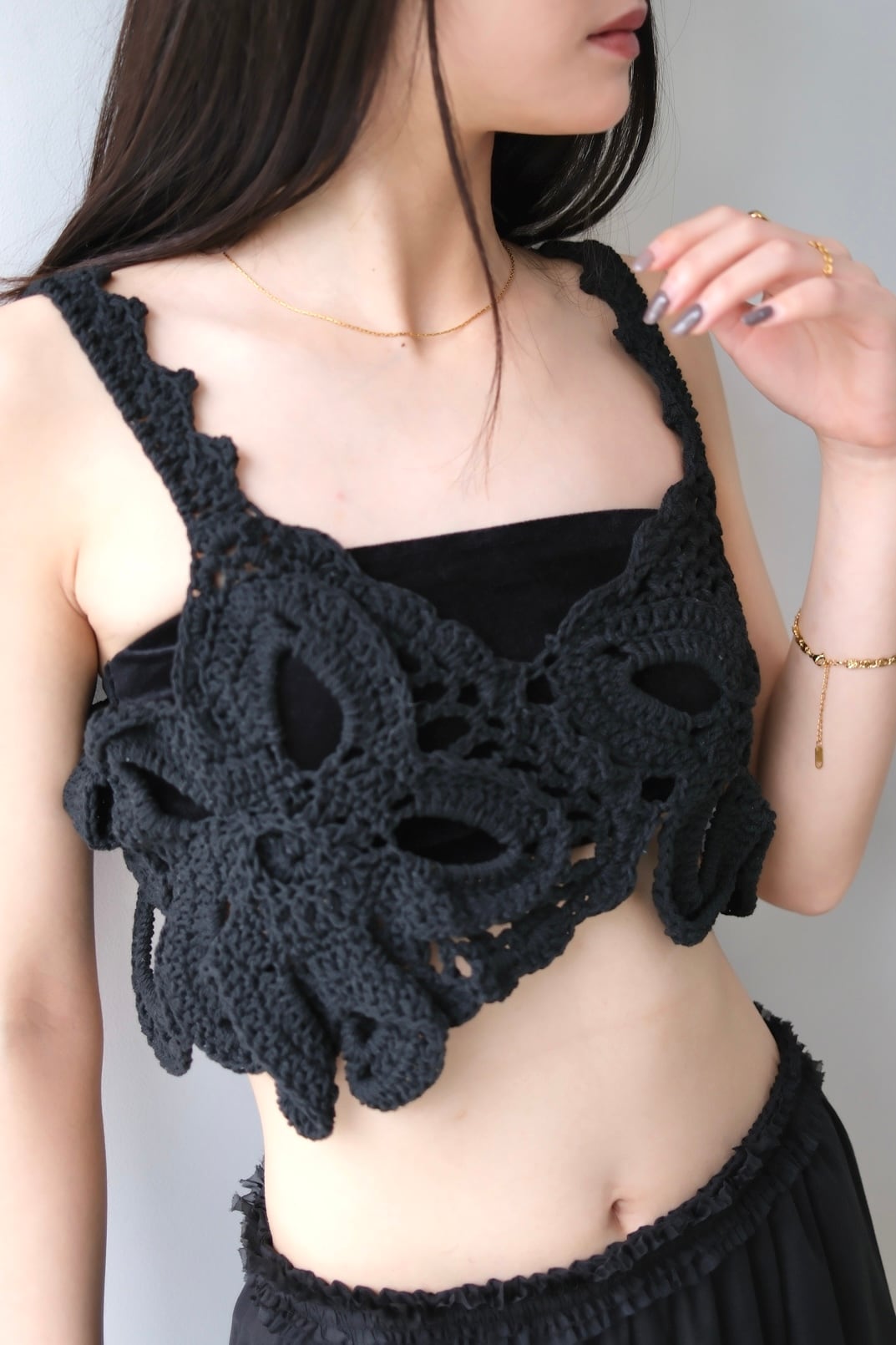 forte_forte クロシェビスチェ Crochet Bustier クロシェ ビスチェ Black | planet3rd