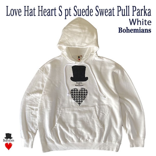 LOVE HAT HEART S PT SUEDE SWEAT PULL PARKA WHITE ラブハットハート プルパーカー ブラック ユニセックス BOHEMIANS ボヘミアンズ