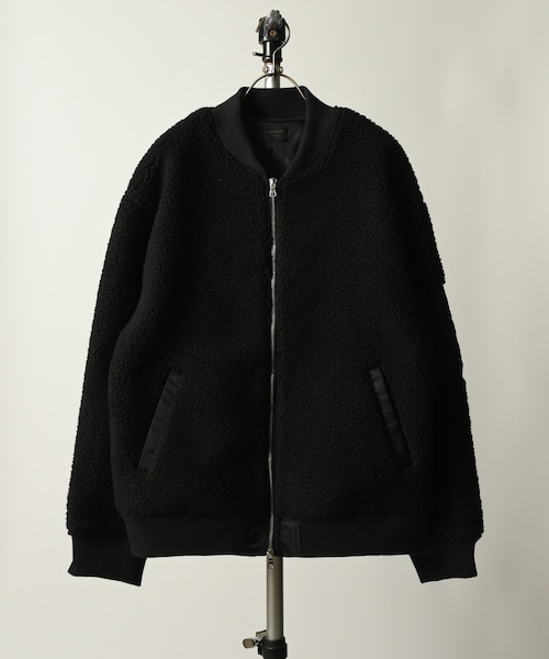 MMMM Boa fleece x nylon twill bomber jacket (BLK/BLK) 23110M23