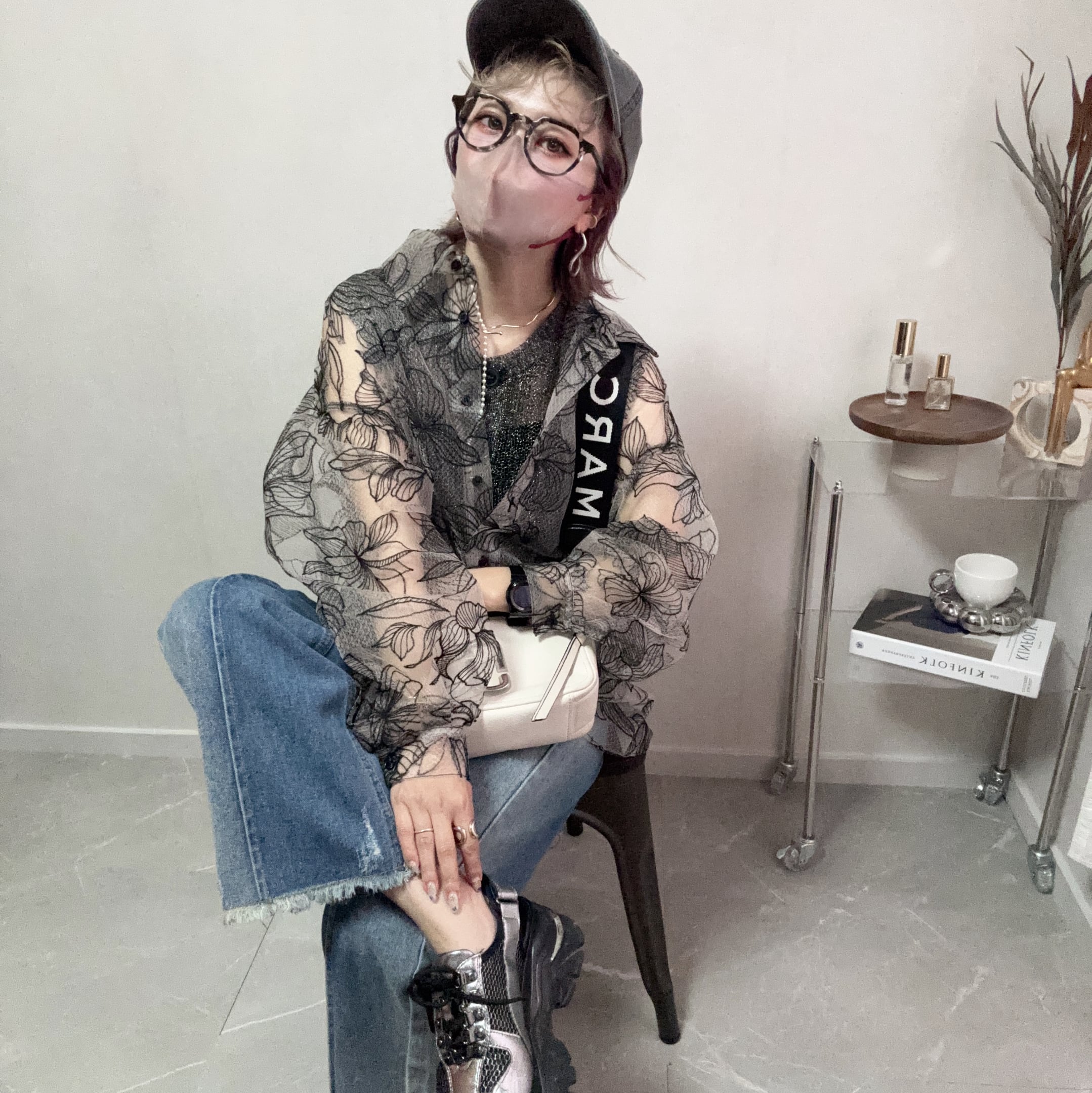 big flower pattern tulle SH