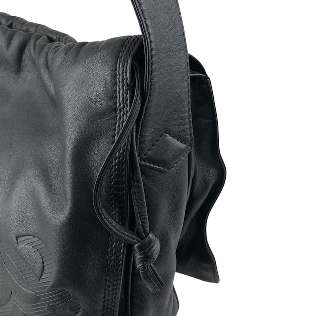 LOEWE ロエベ ショルダーバッグ ブラック アナグラム型押し ナッパレザー 巾着 vintage ヴィンテージ オールド cdbjnf