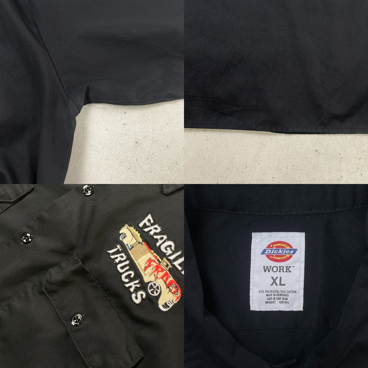 Dickies ディッキーズ 半袖 ワークシャツ 企業ロゴ刺繍 メンズXL 古着