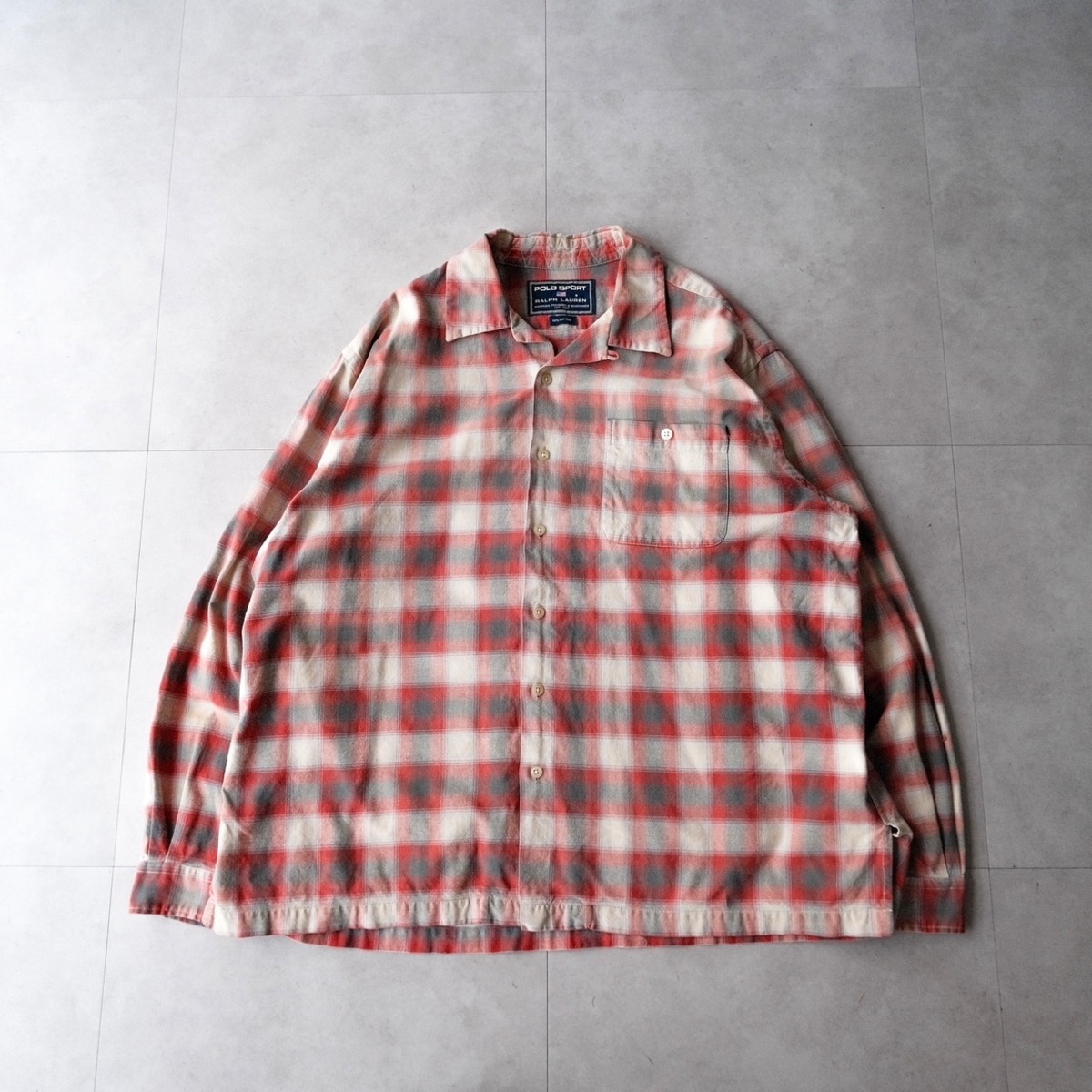 90s “POLO SPORT” open collor ombre check shirt | anti knovum