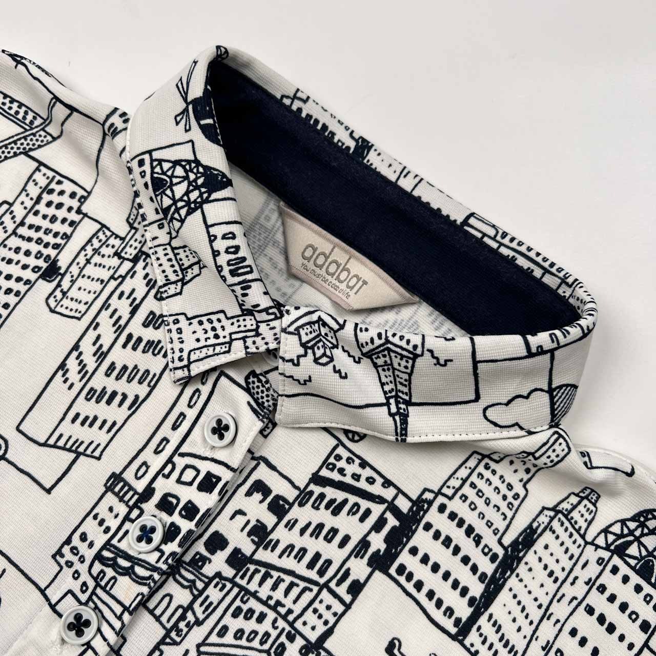 adabat アダバット 総柄 半袖 ポロシャツ サイズ 38 /ゴルフ/ホワイト×ネイビー/レディース